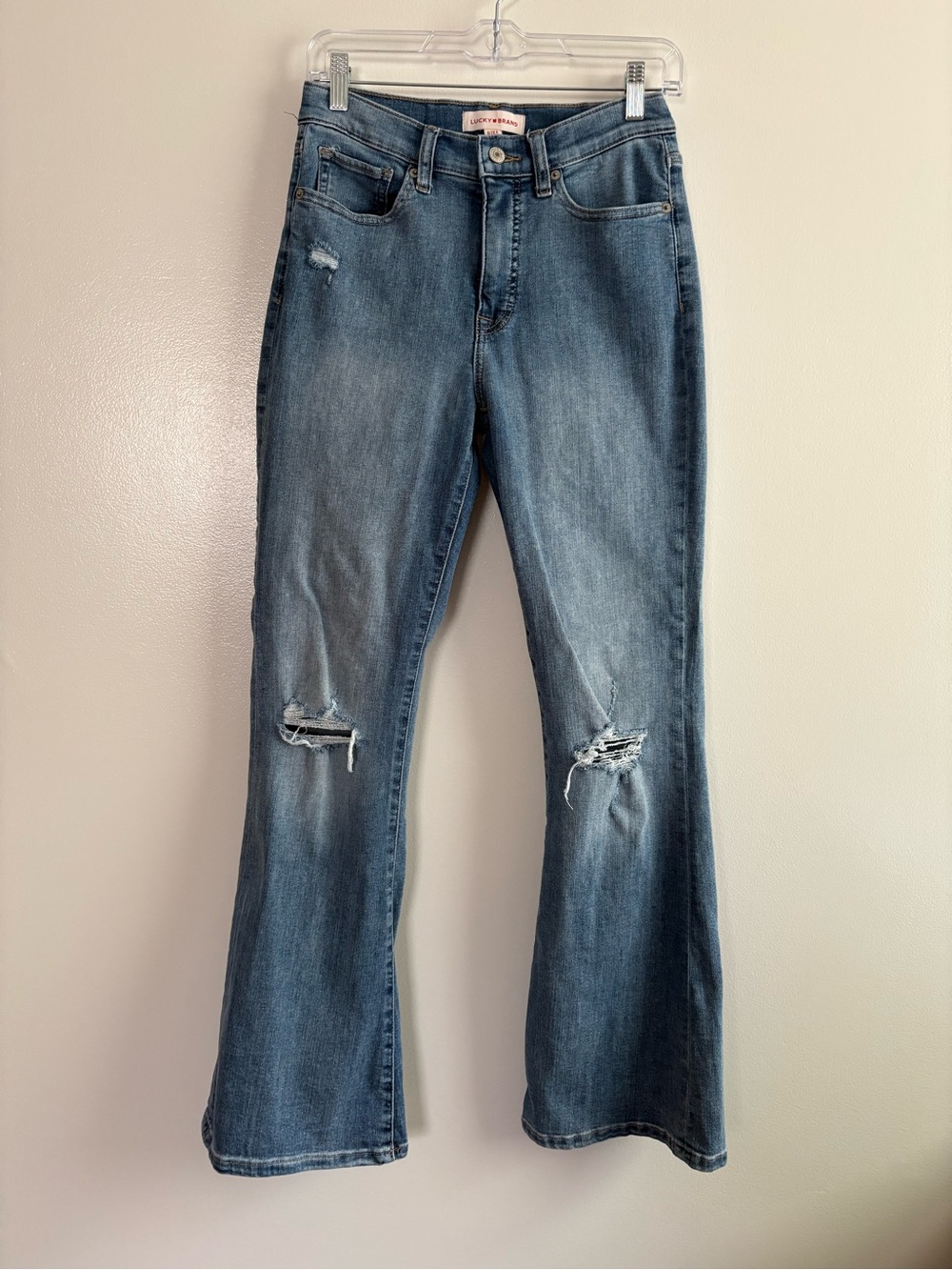 Lucky Brand Women's Stevie High-Rise Flare Distressed Jeans Size 6/28R